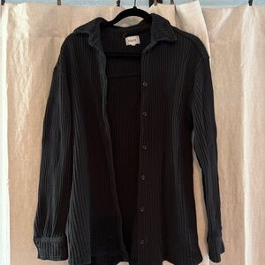 Mate the Label - Organic Waffle Long Sleeve Shirt - Black Size M